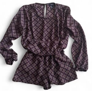 Forever 21 Maroon Geometric Women's Romper